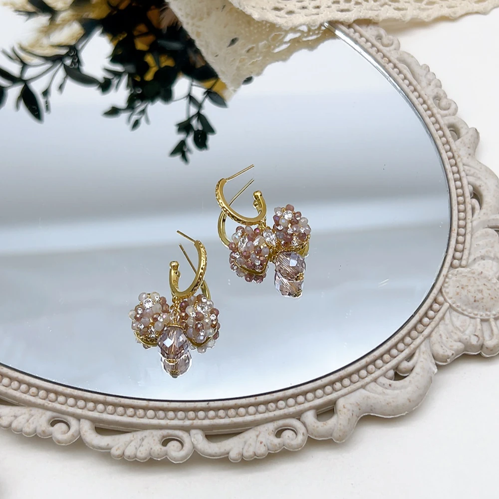 铜合金仿水晶耳饰 银针 02973 好啊商店 蝴蝶结半扣耳钉