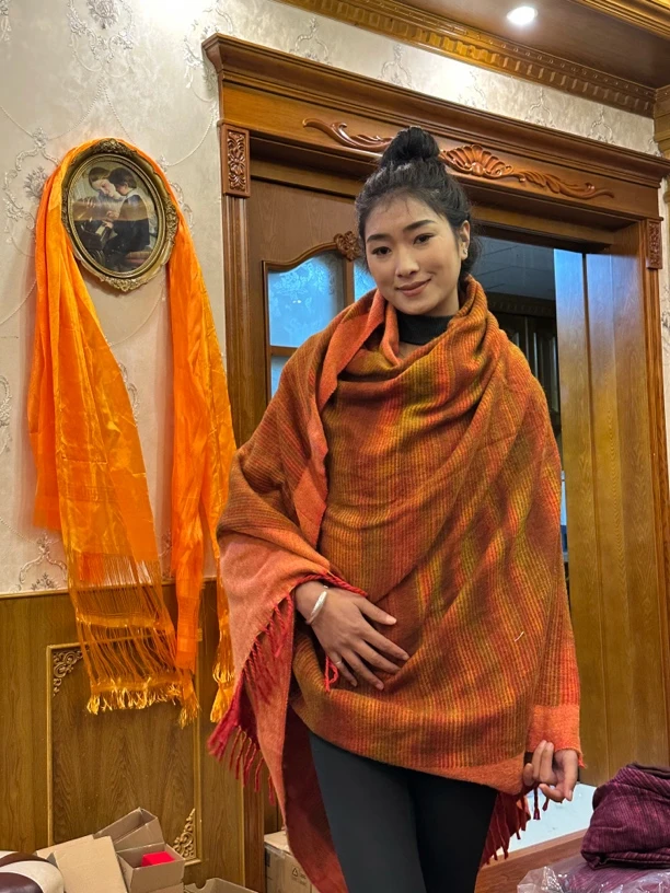 西吴尔帮你选好货异域风格多功能披肩（橙色）