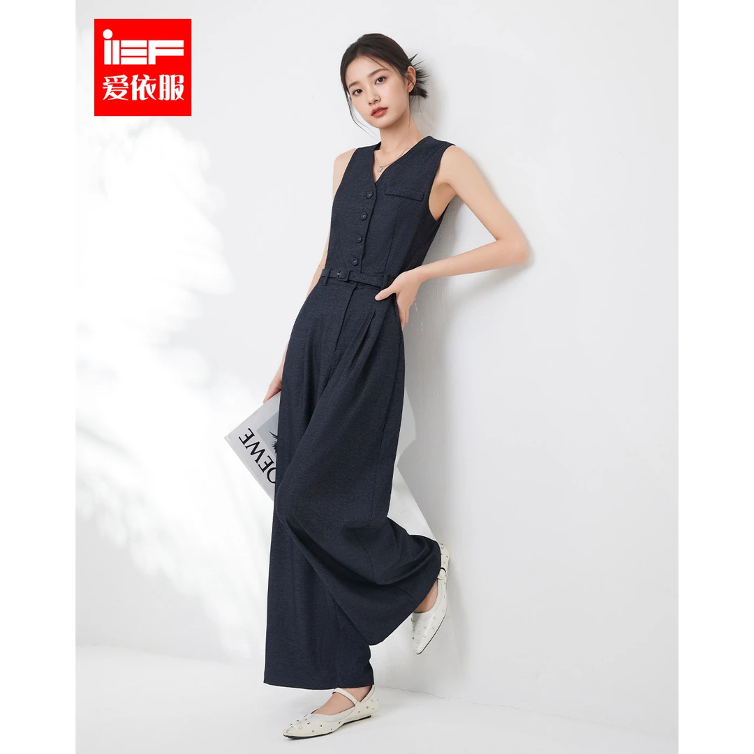 IEF/爱依服2025夏季新款韩版简约高级感气质通勤风显瘦连体裤