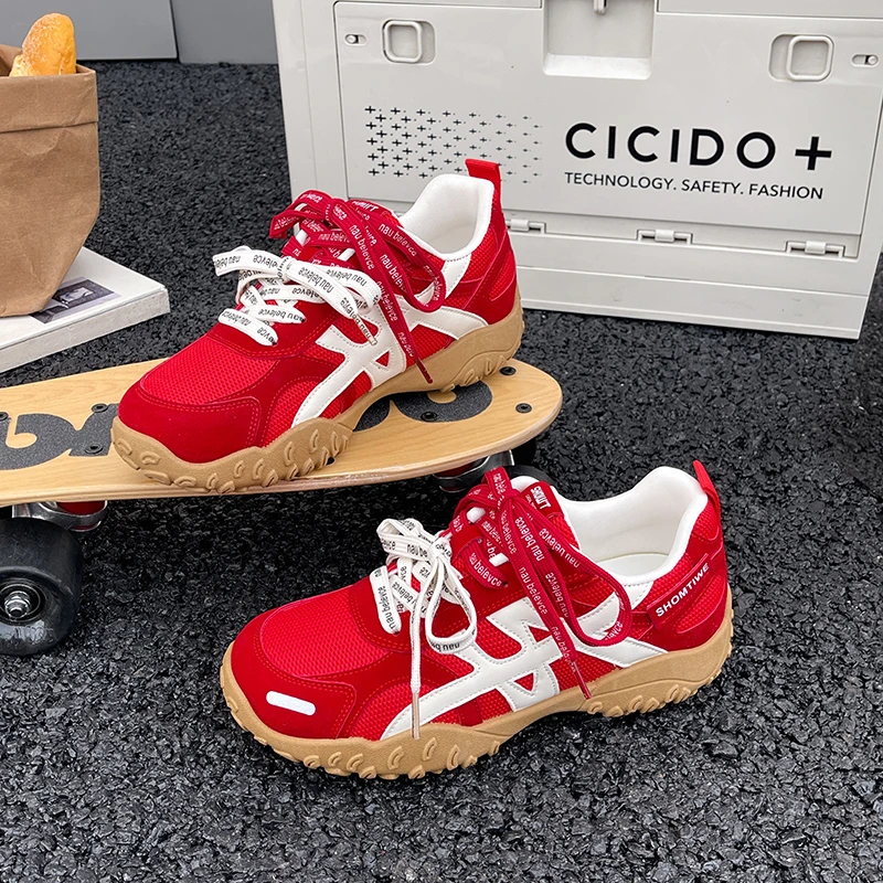 【现货】爆款双网面德训鞋女2025新款阿甘鞋时尚双鞋带运动休闲鞋女