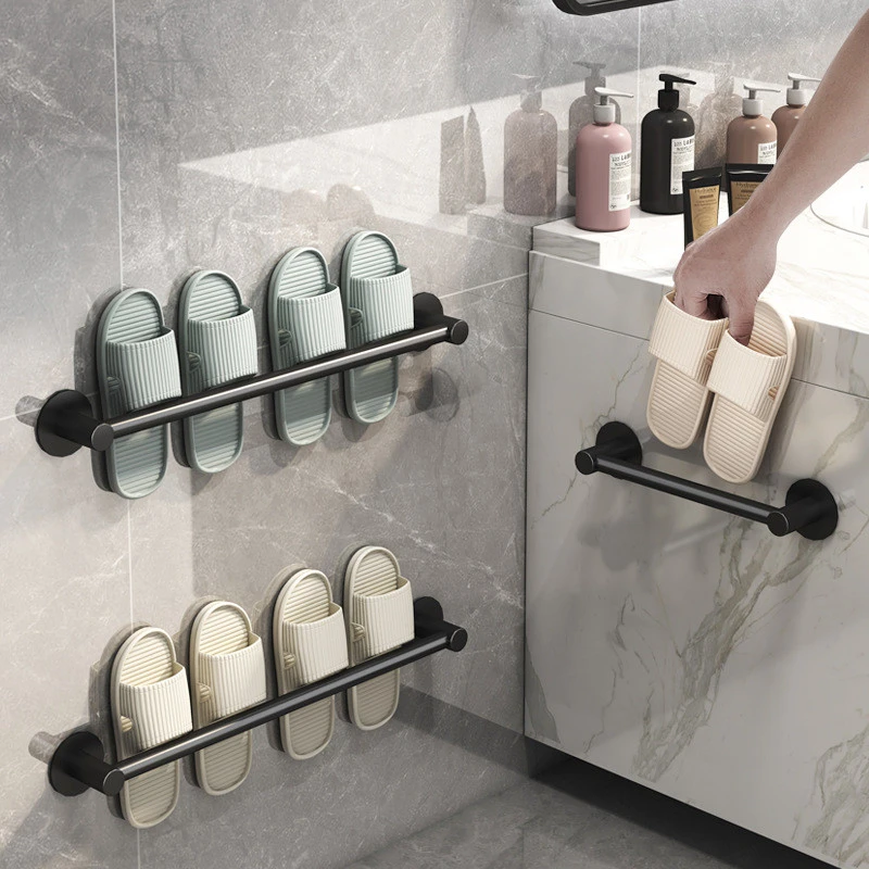 双层鞋架卫生间沥水太空铝浴室放鞋子收纳架免打双层鞋架收纳神器