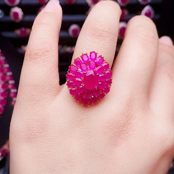 银S925镶嵌戒指红宝石