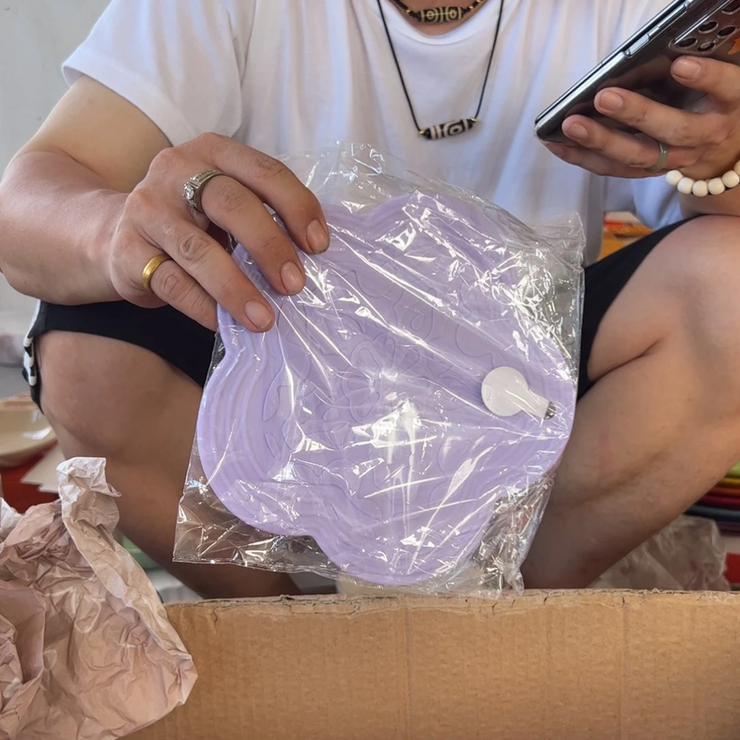 老姊妹家瓷器好漂亮紫色花朵垫子