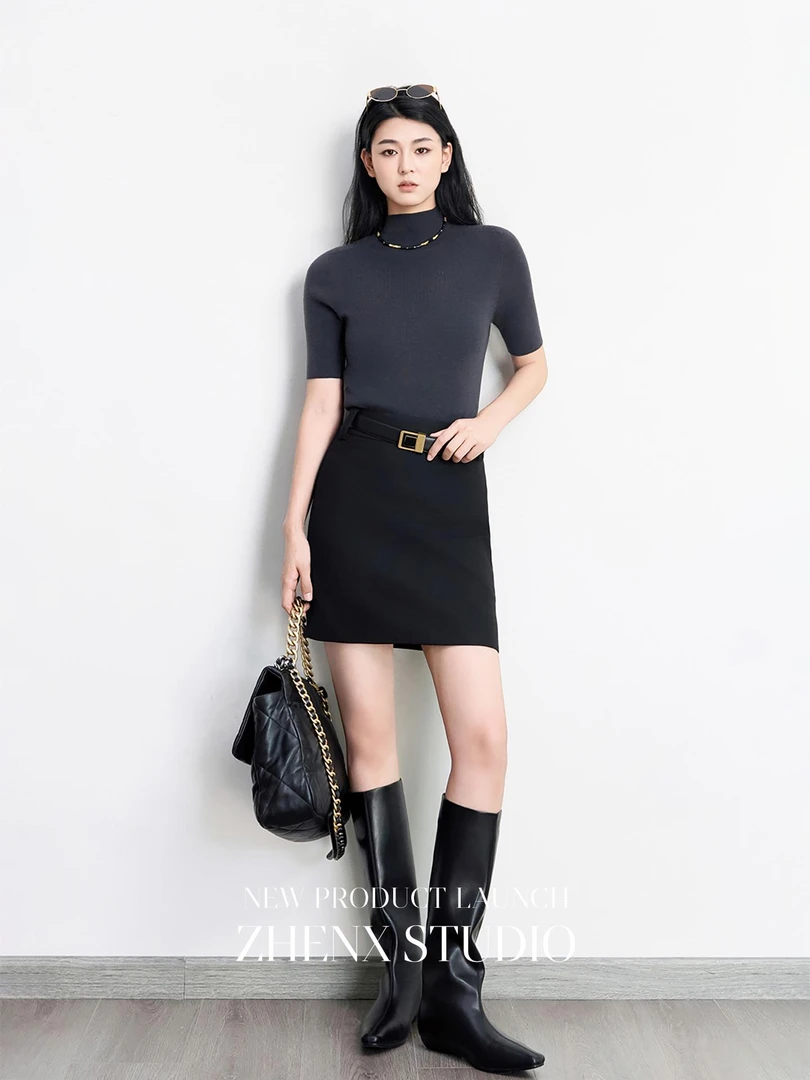 ZHENXI【利落西装裙】高个子穿搭显瘦气质秋西装直筒短裙25QDFF0500