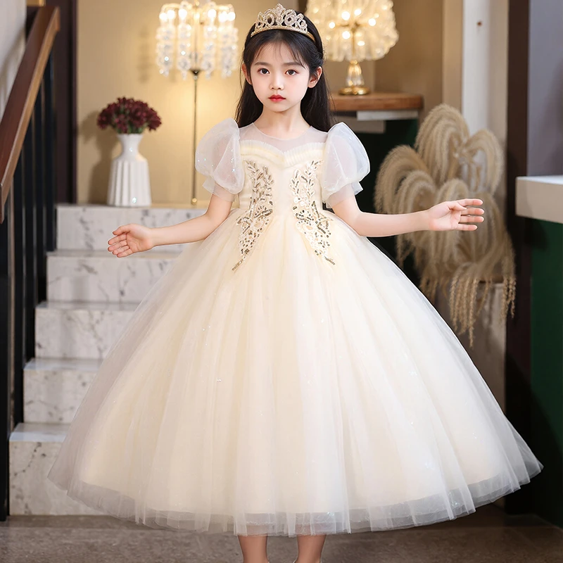 女童夏装2025公主裙儿童蓬蓬纱洋气连衣裙小女孩学生幼儿园演出服