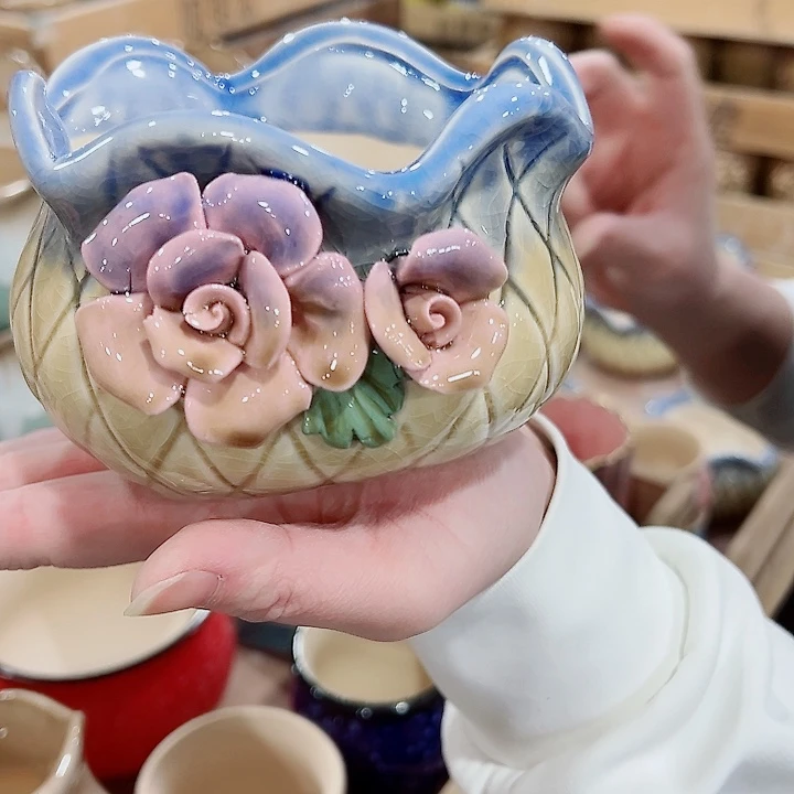 有孔，凑单福利满10元发货陶瓷多肉花盆！