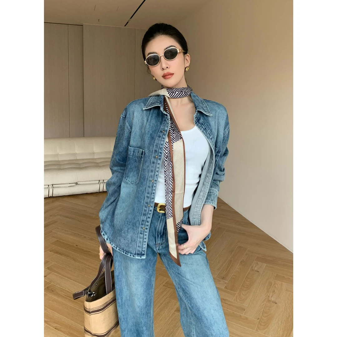 JIJINQI时尚休闲潮流百搭春夏复古百搭宽松牛仔外套女JC12WNPT816