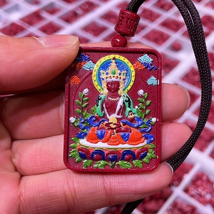 天然辰砂紫金砂彩绘羊守护大号