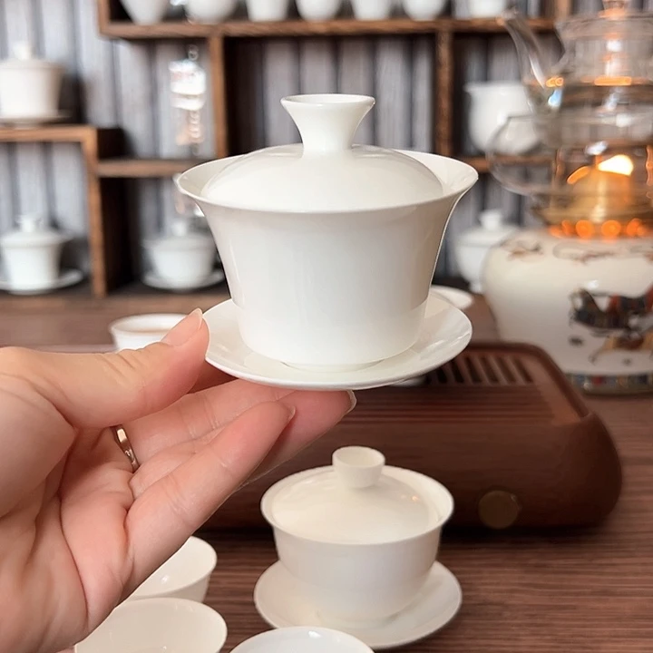瓷90cc马蹄盖碗骨瓷