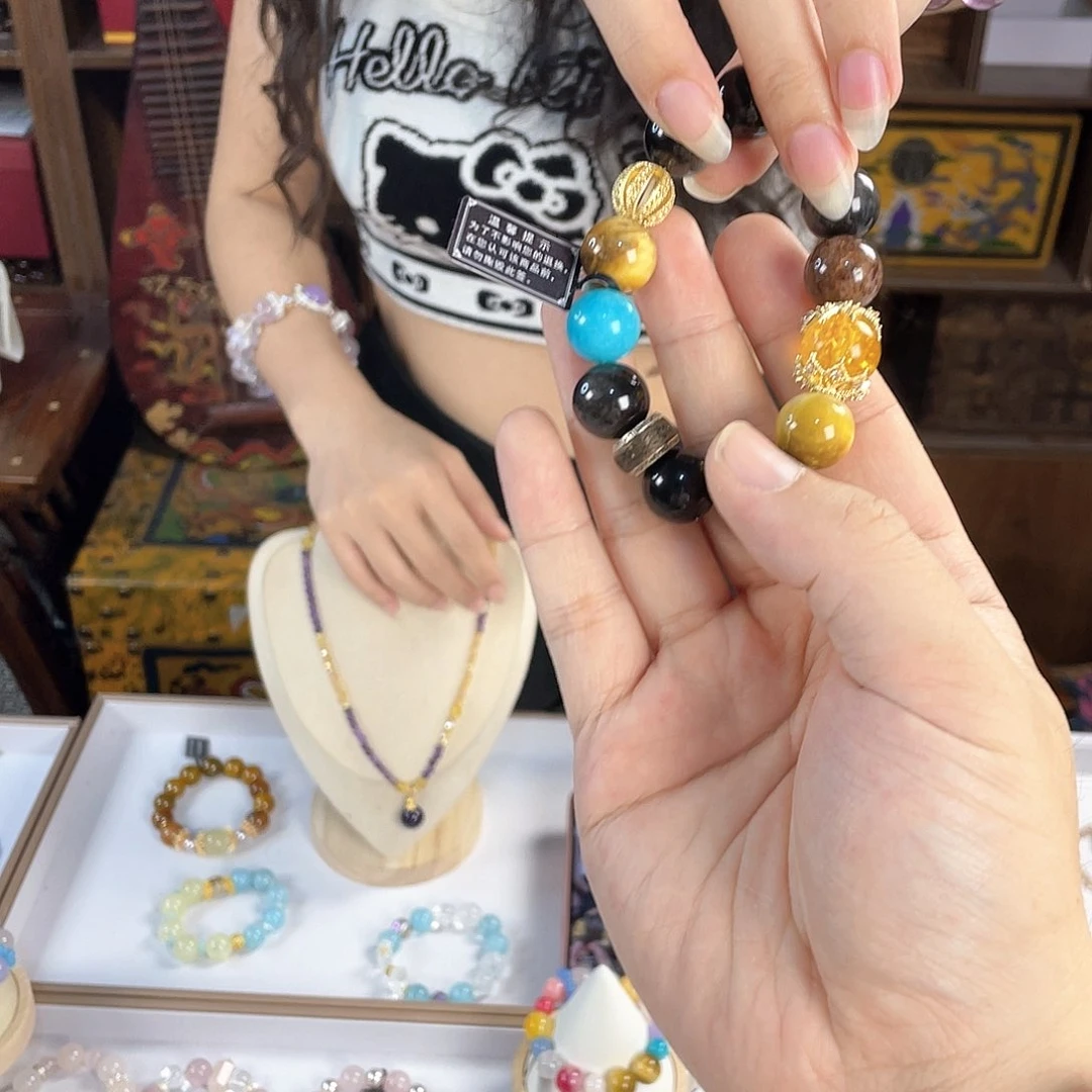 水晶手链银S925镀金镶嵌