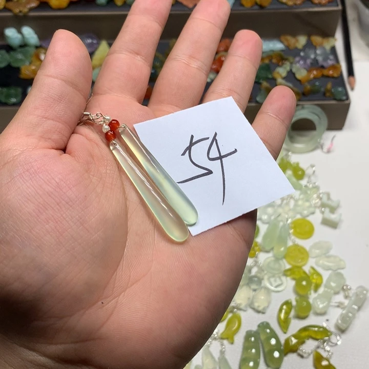安***阳蛇纹石玉合金耳钉