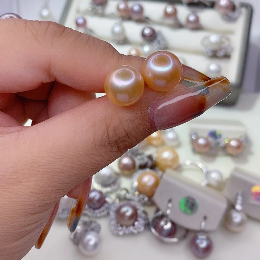 淡水珍珠耳饰银S925镶嵌