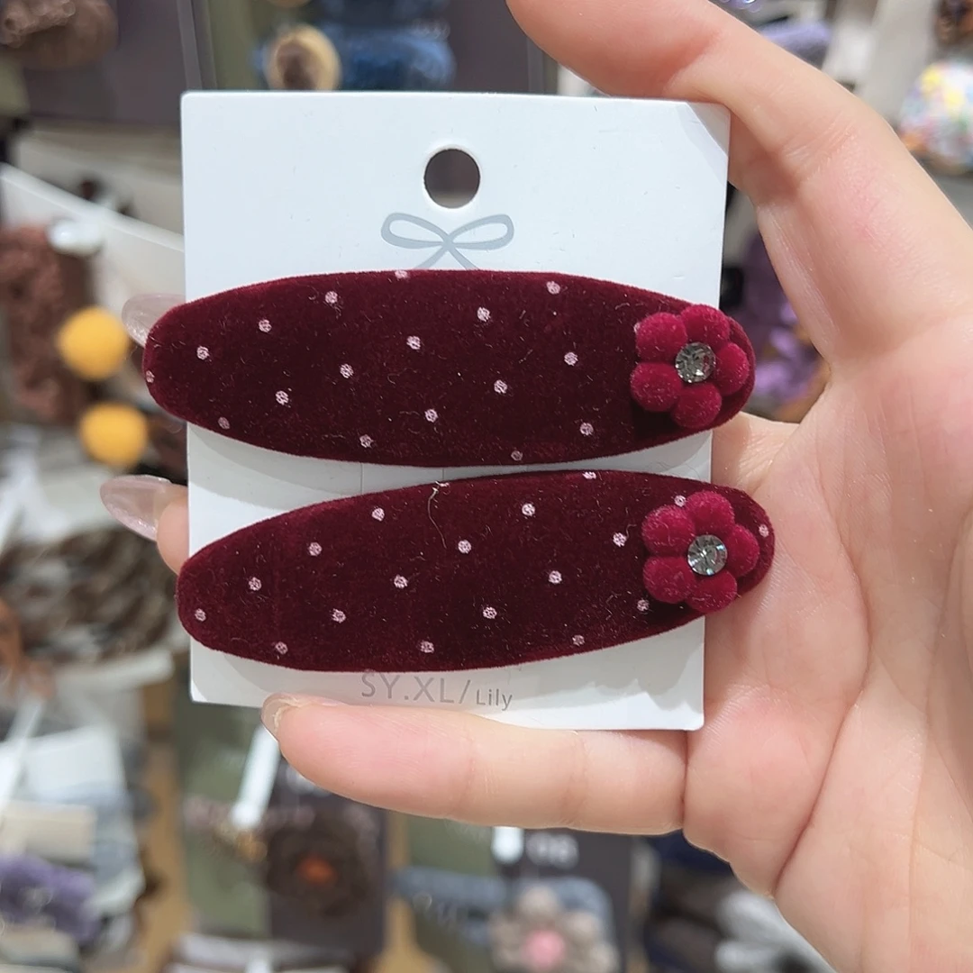 皮质铁合金红色波点掰掰夹