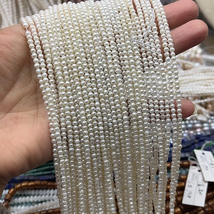 未镶嵌珠宝半成品淡水珍珠一条3mm左右极光珍珠