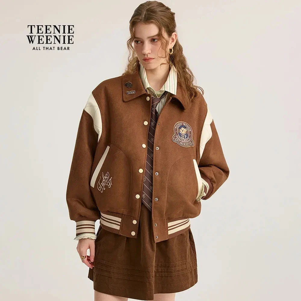 TeenieWeenie小熊女装外套25复古时尚撞色罗纹棒球服TTJJ254901P