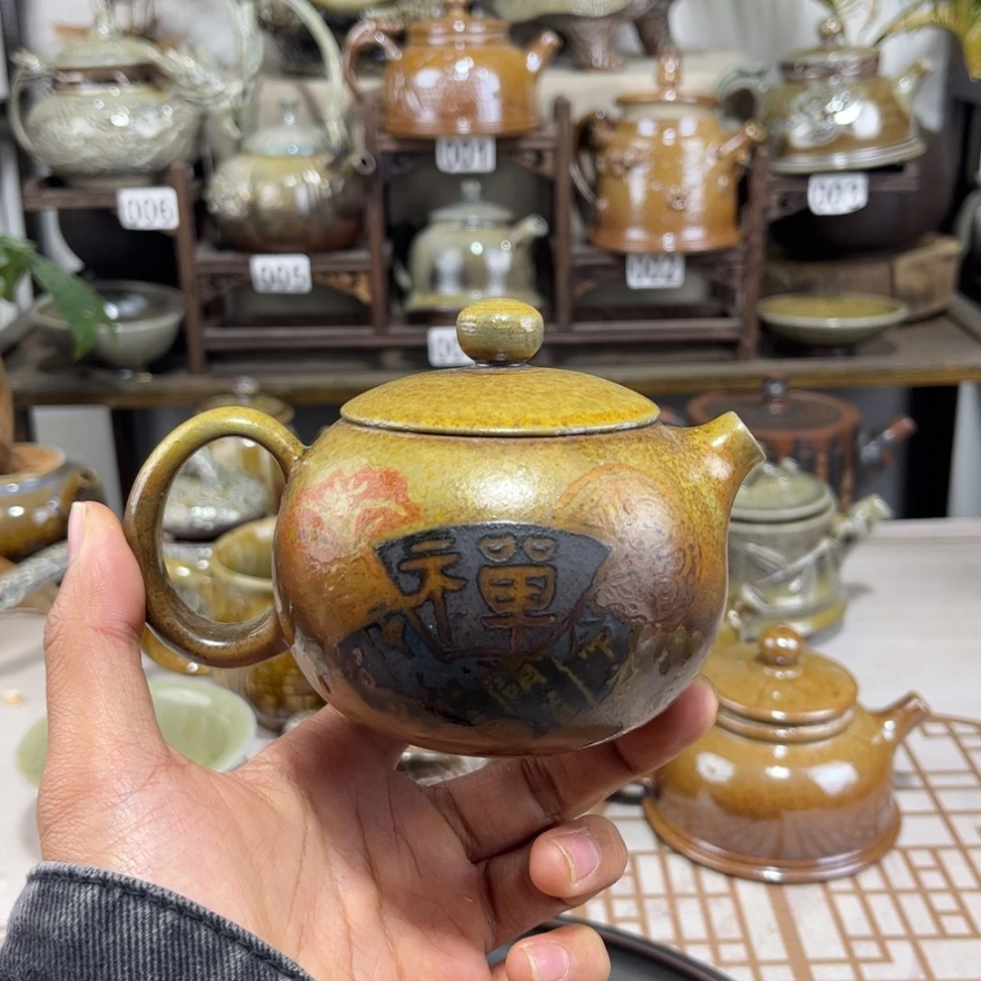 220cc白泥柴烧彩填西施壶，古法传承裸坯柴烧