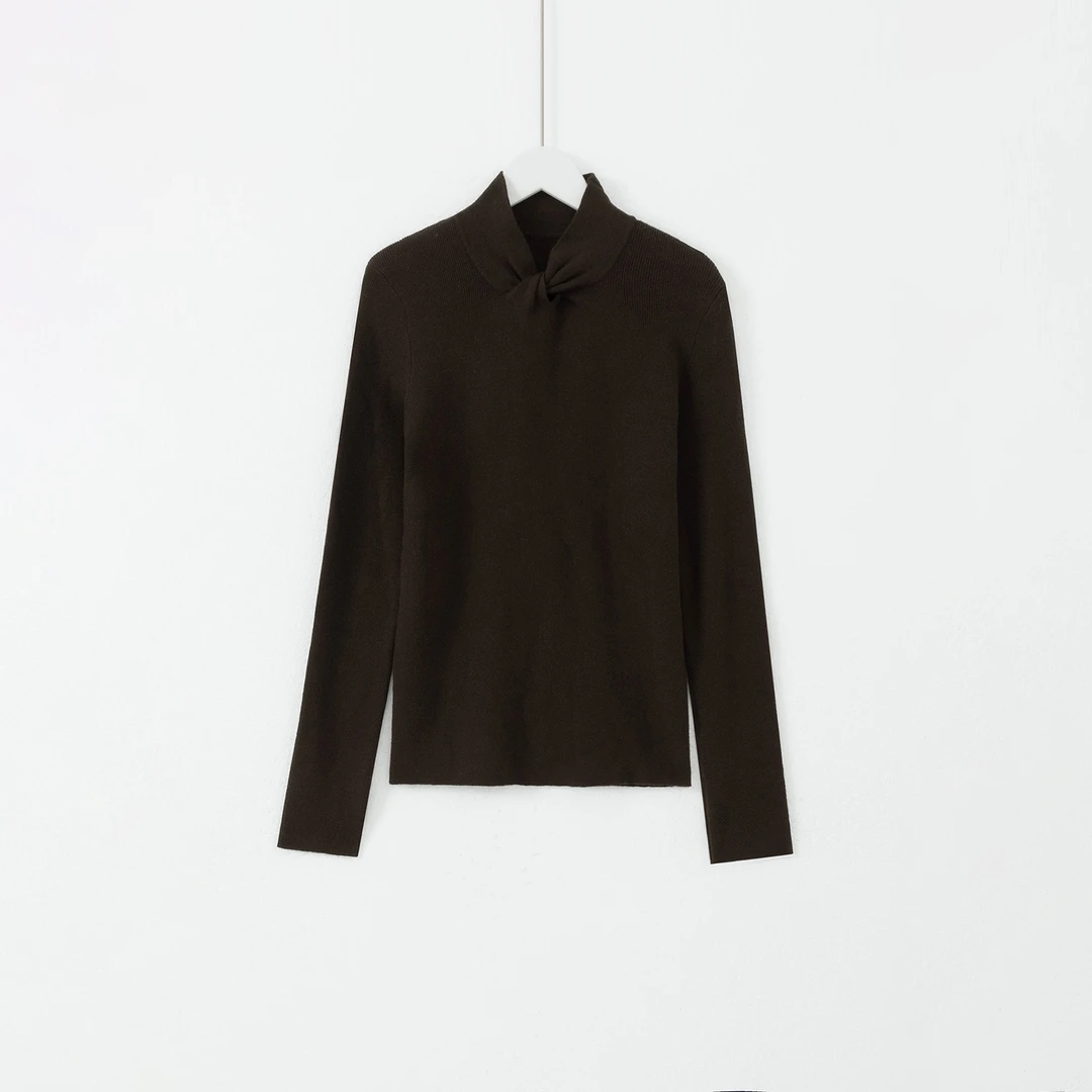 几里与麻 设计感扭结半高领套头针织衫 衣长58胸围72 2102142