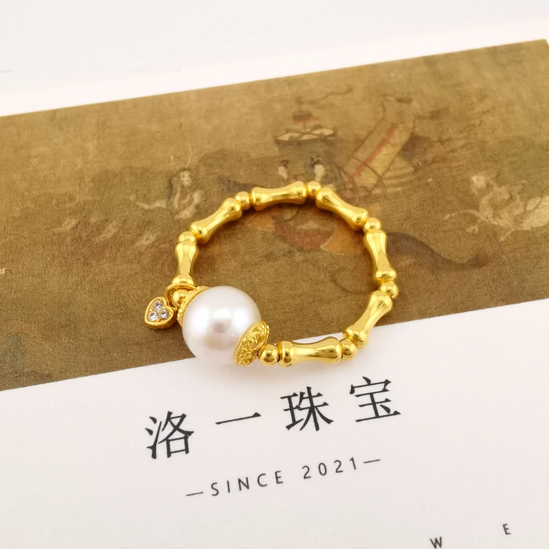 【洛一珠宝】月光Moon light18K金天然淡水珍珠设计款指环