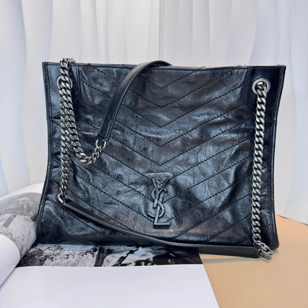 99新 YSL/圣罗兰 shoppingbah黑色中号托特包/1151