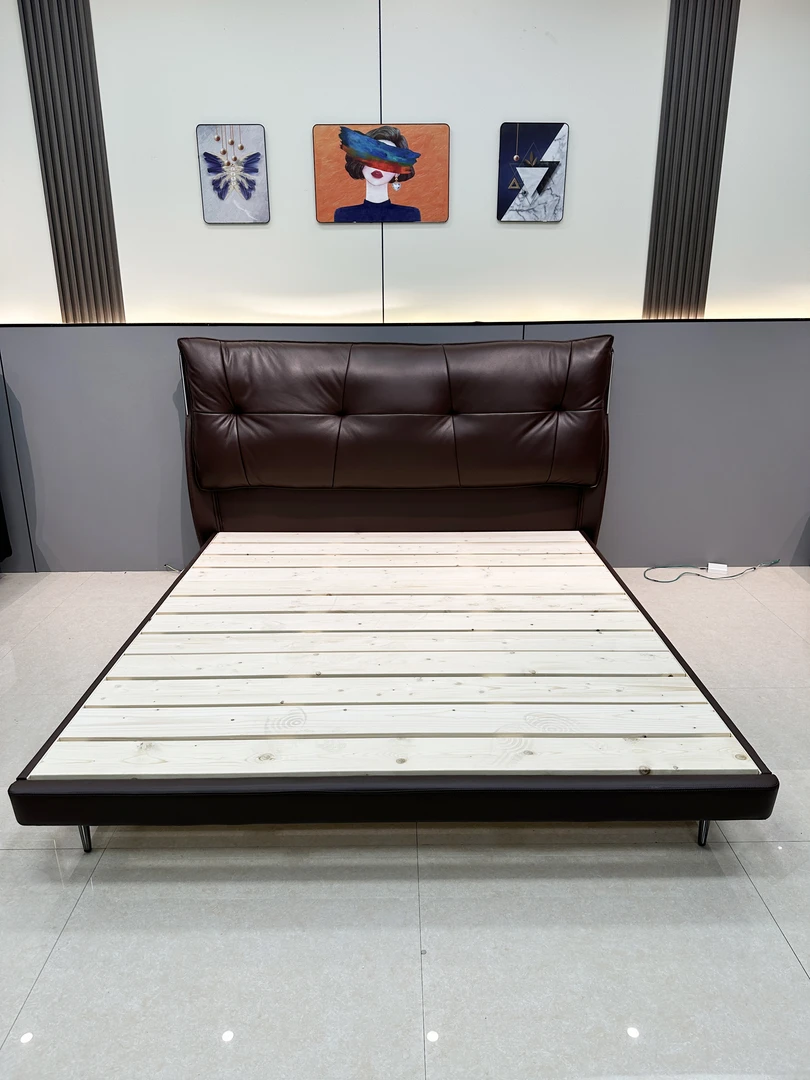 牛皮床现代简约1米8双人1.5m主卧意式轻奢法式婚床家用