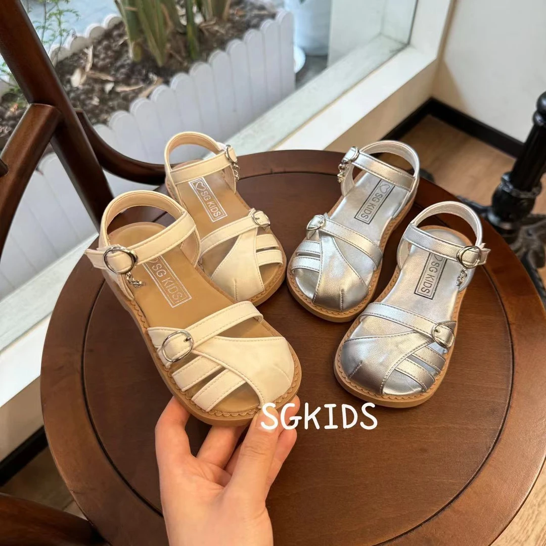 魔术贴夏季女半包头公主鞋凉鞋软底防滑2025时尚新款包头平底