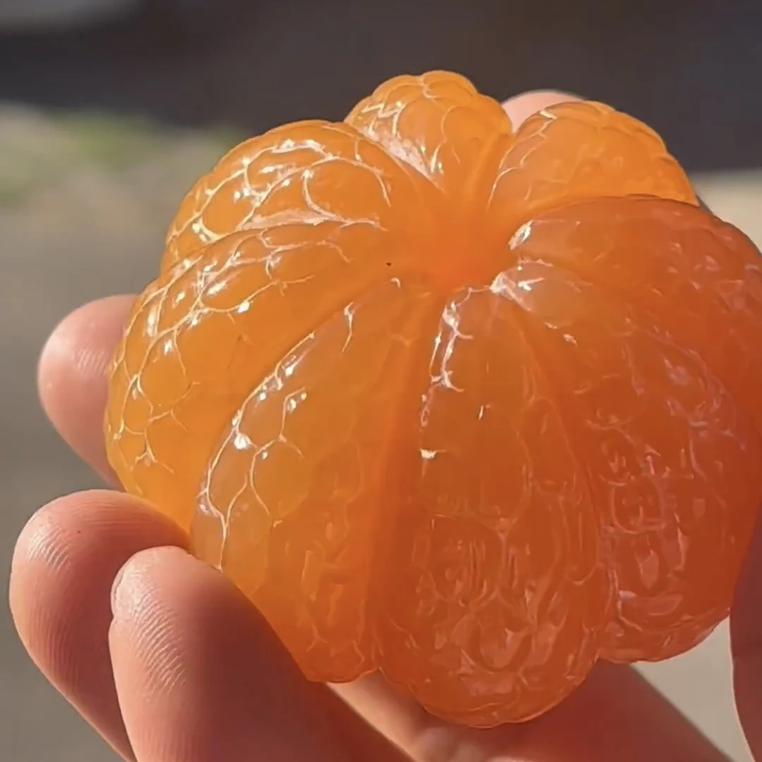 寿山石田黄石巴林石福黄橘子手把件把玩件文玩盘玩橘子小桌面摆件