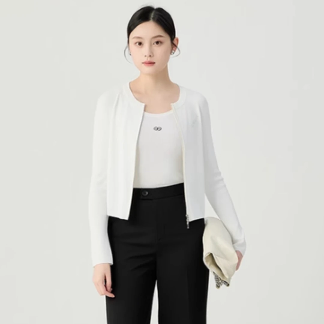 GIRDEAR/哥弟「纯白记忆」夏季薄款冰丝长袖针织开衫外搭女148003