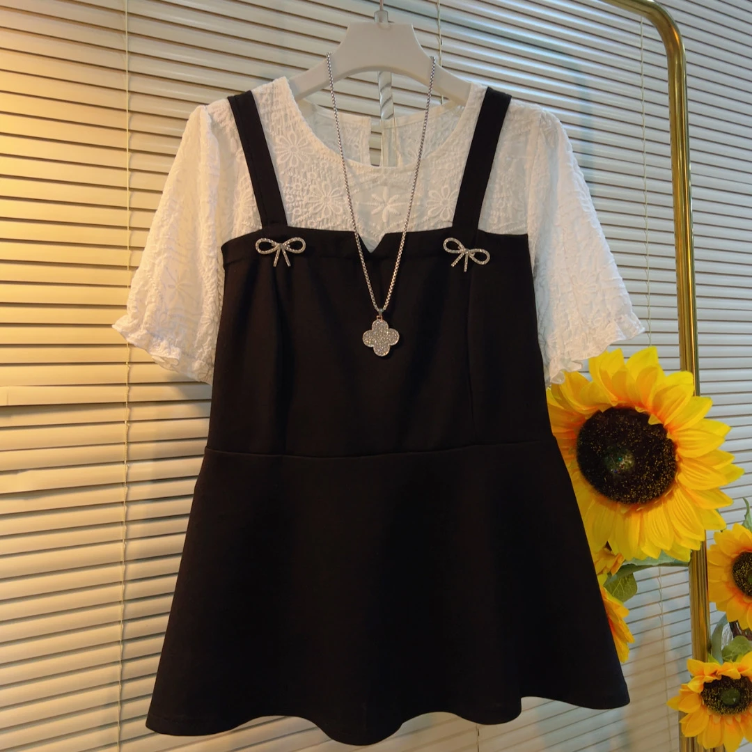 DN夏季新款假两件时尚减龄上衣