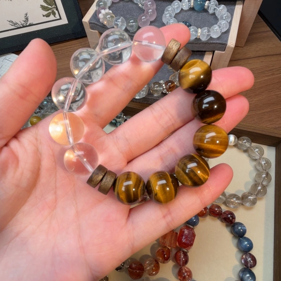 手链水晶未镶嵌天然水晶黄虎眼白水晶