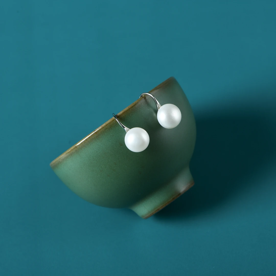 天然淡水精品珍珠珠耳坠一对S925银