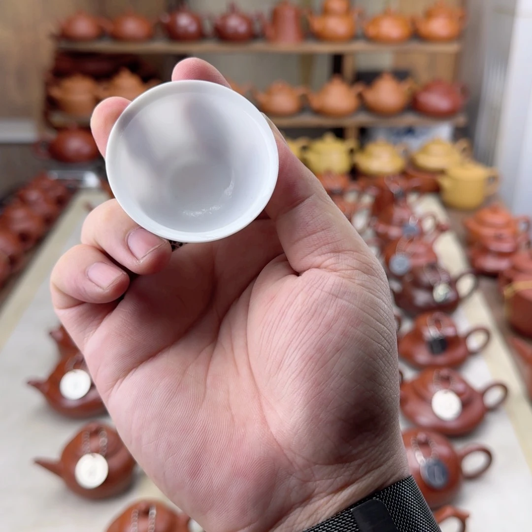 紫砂茶壶馨*居白玉瓷杯3个