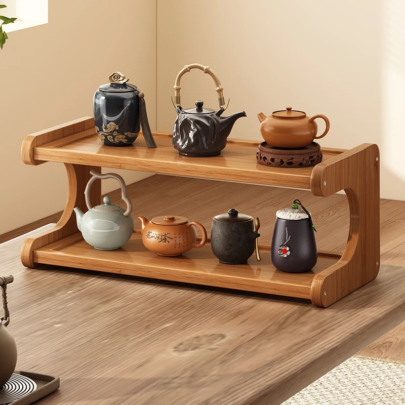 桌面博古架台面茶桌置物架小型茶架子茶杯收纳新中式紫砂壶摆放架
