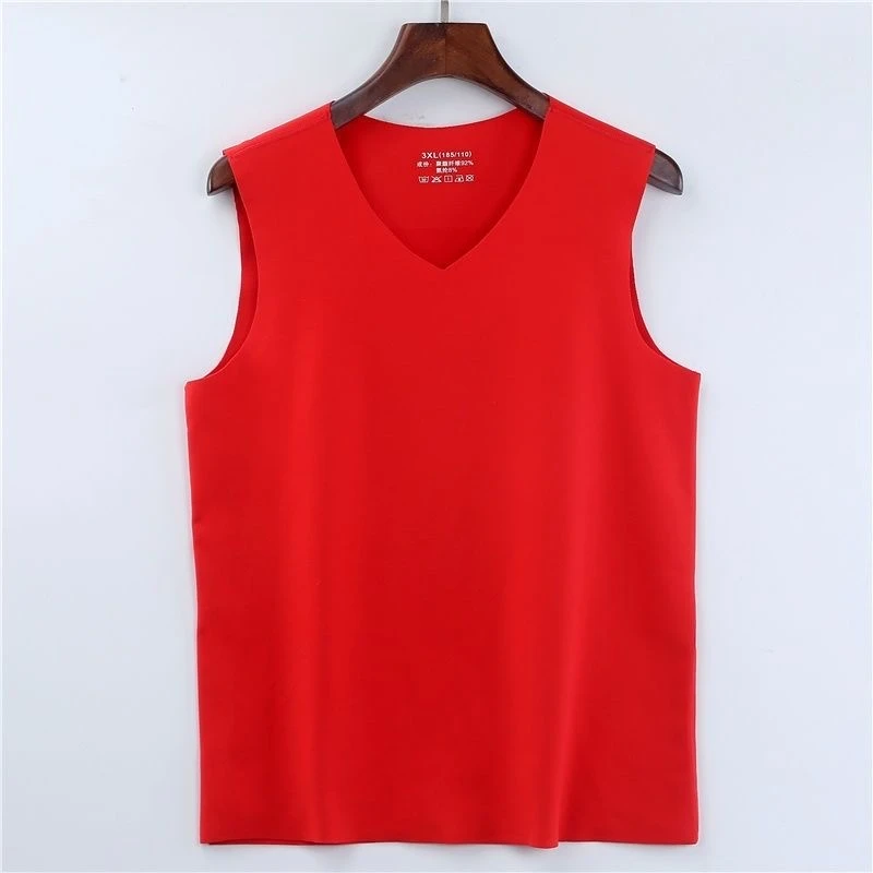 本命年男士大红色德绒保暖背心双面磨绒无痕内衣结婚男款修身秋冬