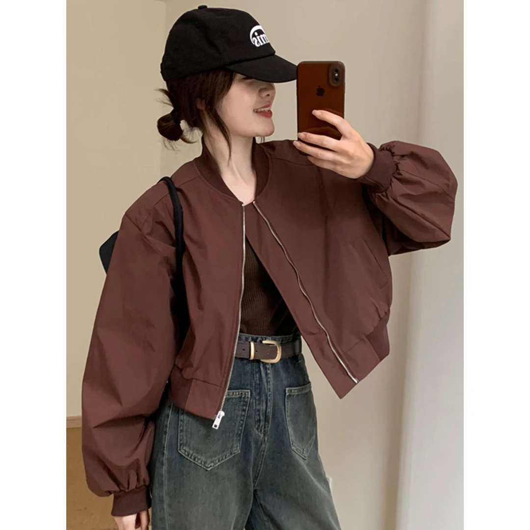 美式复古棒球服外套女春秋季2025新款百搭休闲小个子短款夹克上衣