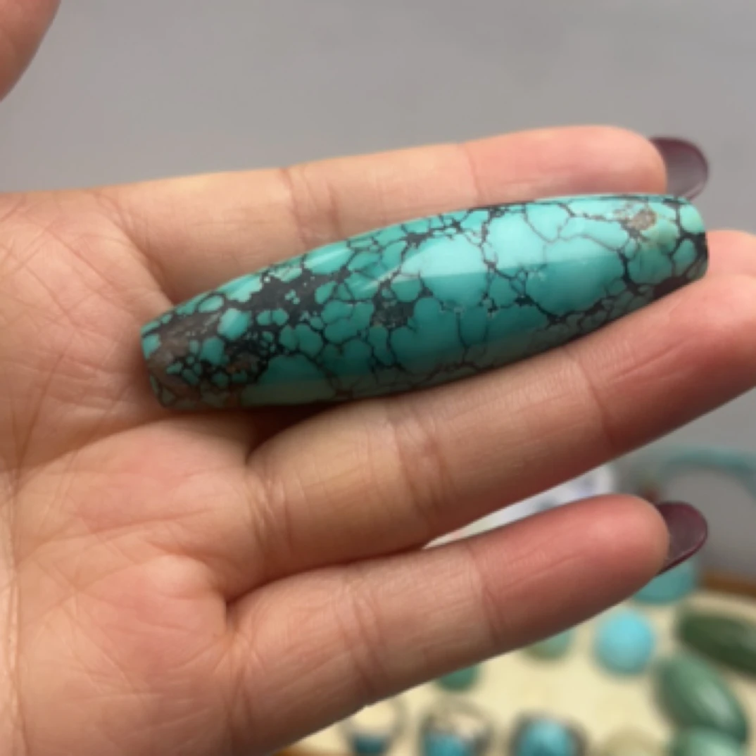 湖北原矿高瓷绿松石桶珠