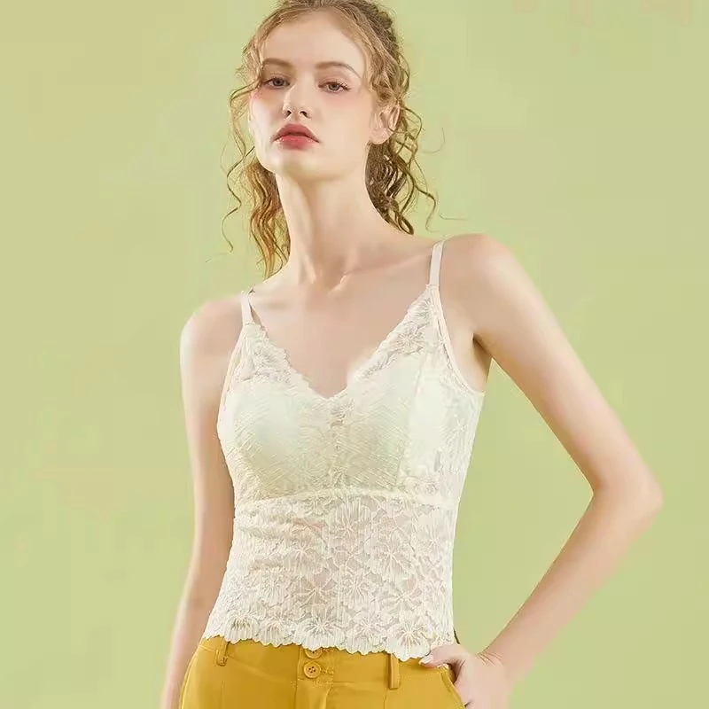潮流风无钢圈舒适无痕透气复古烫钻吊带上衣内衣背心蕾丝时尚美背
