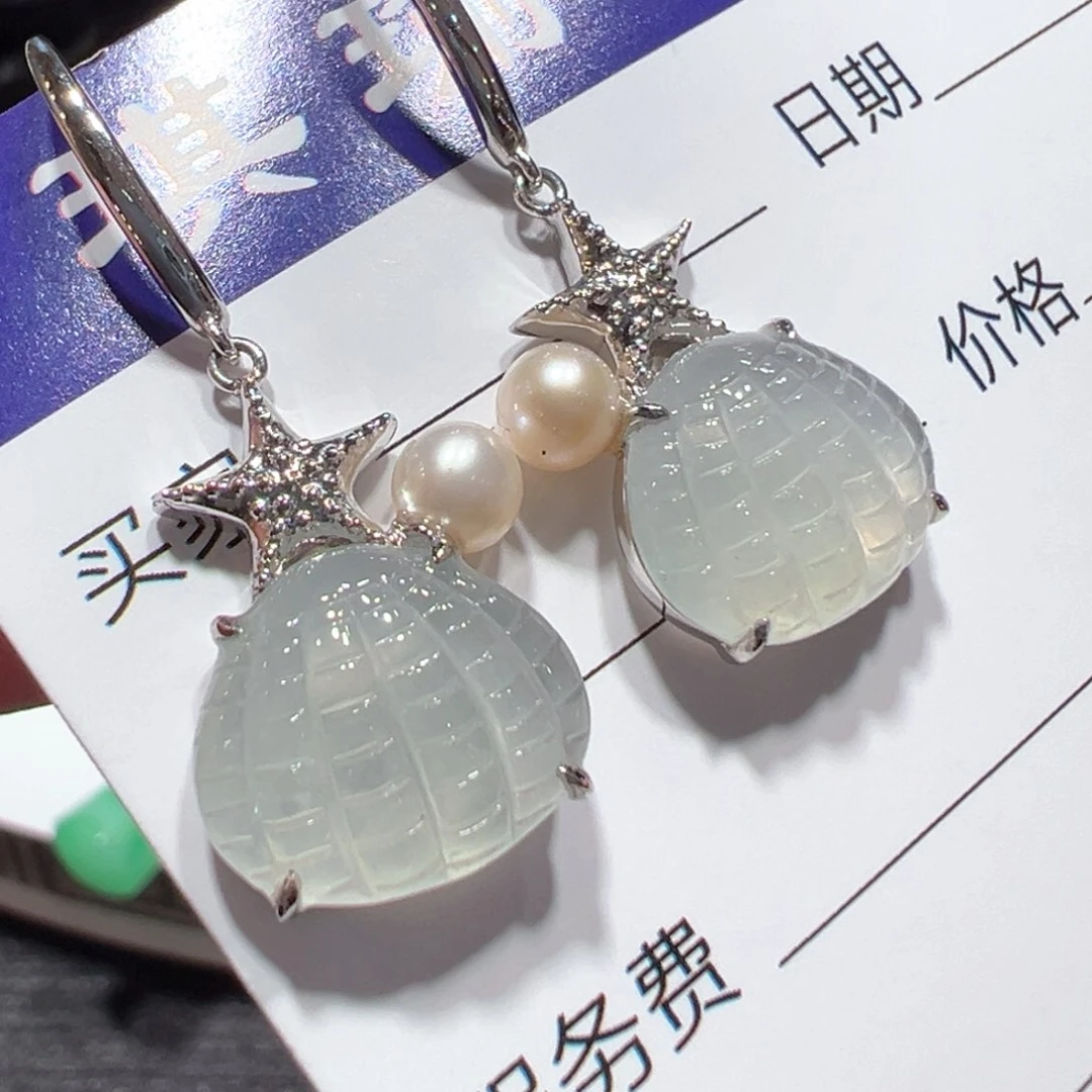 翡翠颈饰18K金镶嵌耳环