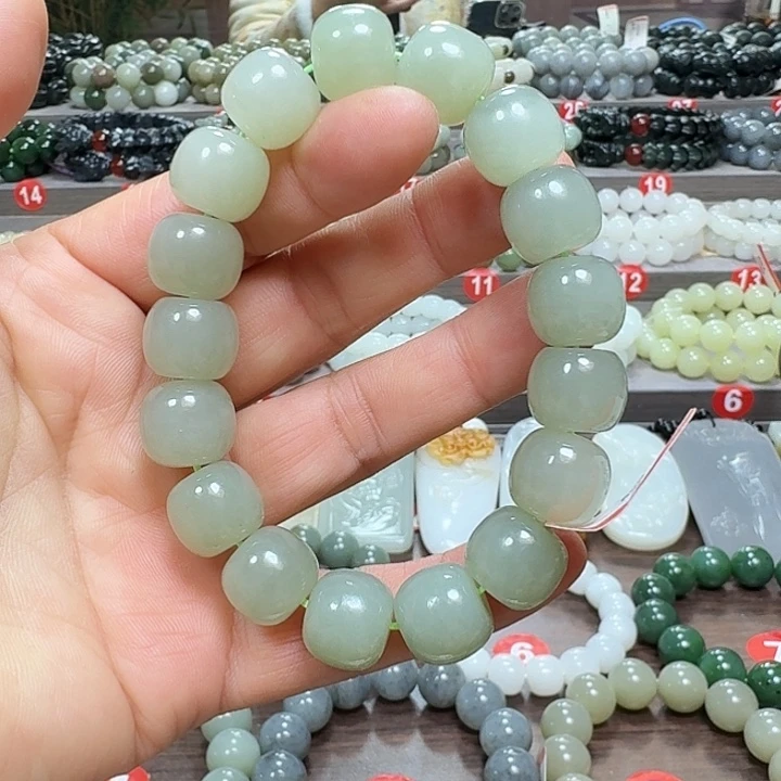 未镶嵌手链和田玉清水绿青海老型卡14