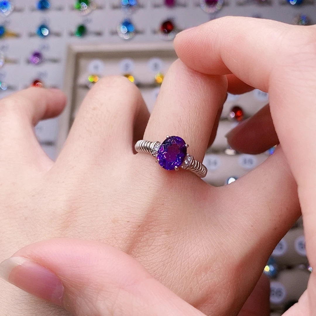 戒指银S925镶嵌红宝石