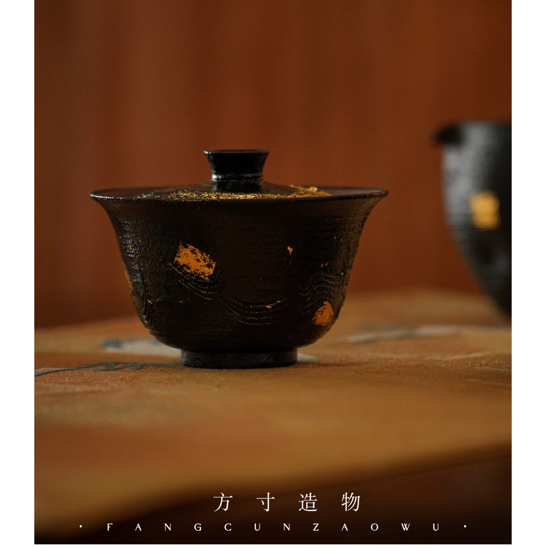 【南风】景德镇手作大漆 元宝盖碗