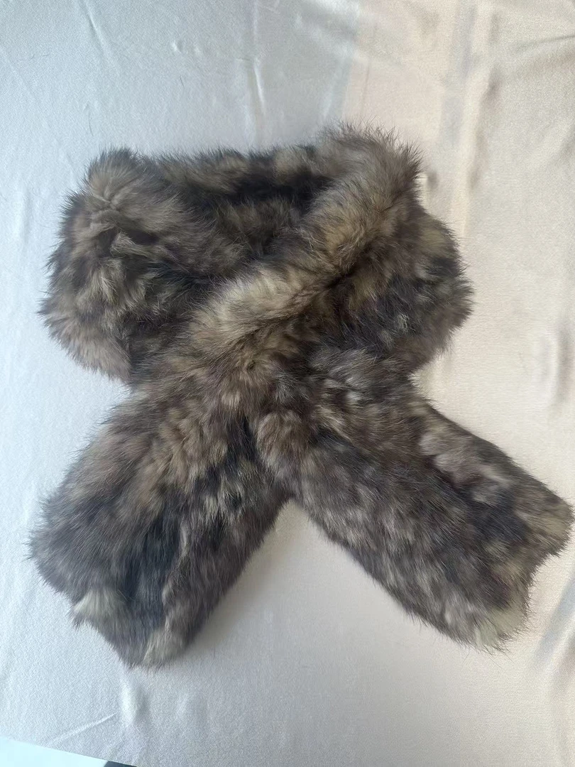 秋冬新款双面加厚德国雪兔女士兔毛保暖围巾围脖百搭时尚