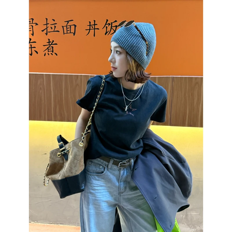 【娇娇私服定制】新款ins风休闲圆领短袖T恤82059#