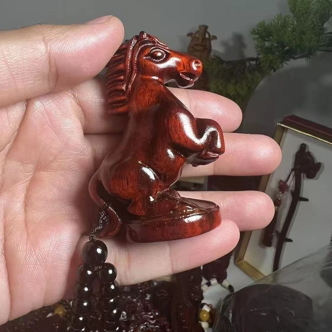 十二生肖马到功成木质手把件摆件