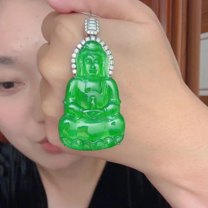 翡翠银S925镶嵌吊坠(不含链)吊坠