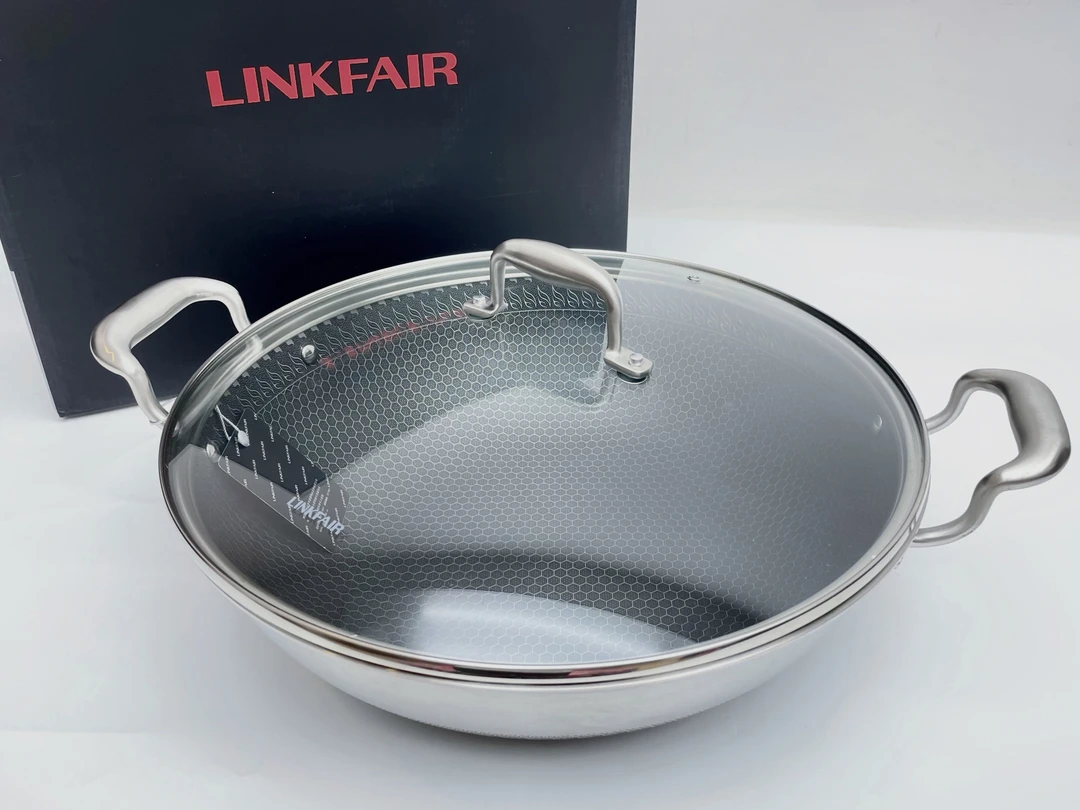 LINKFAIR/凌丰凌丰双耳蜂窝纹理防粘炒锅电磁炉燃气灶可用