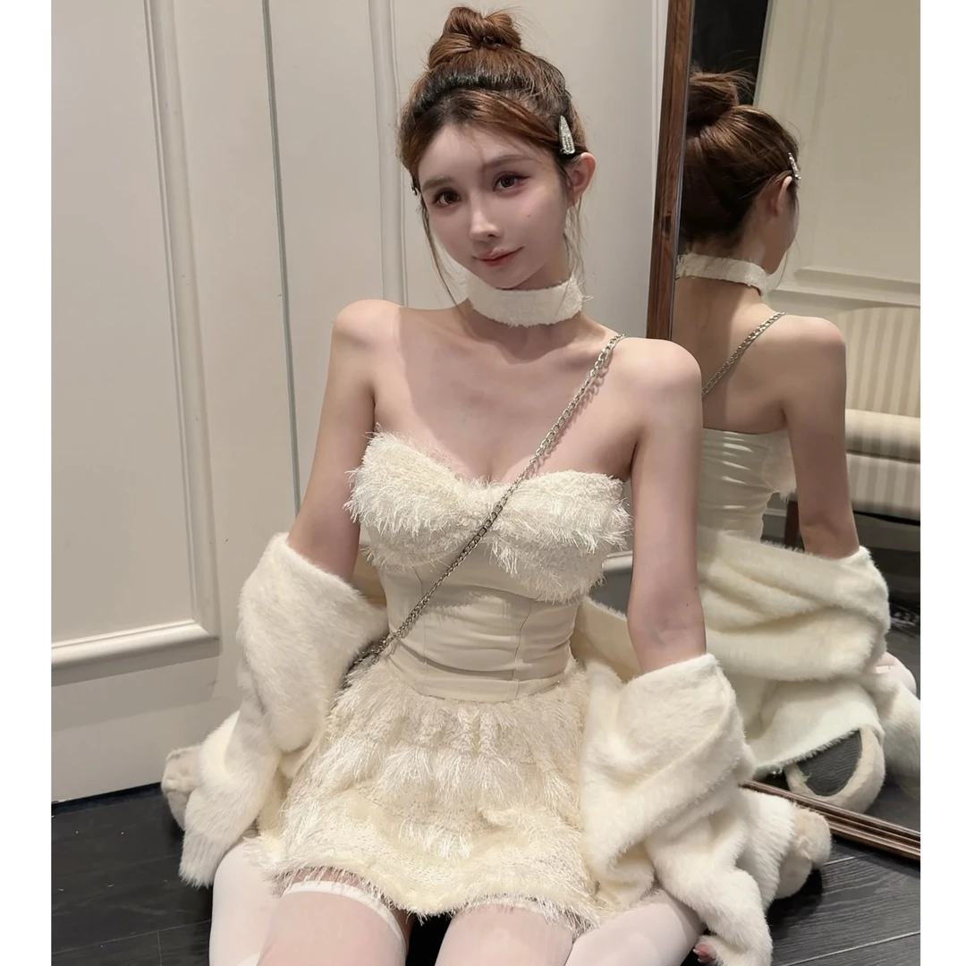 思瑶【南烛小姐】气质设计感毛毛上衣秋冬新款显瘦套装0889