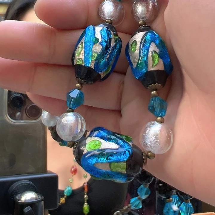 琉璃颈饰紫****)编号153 耳钩