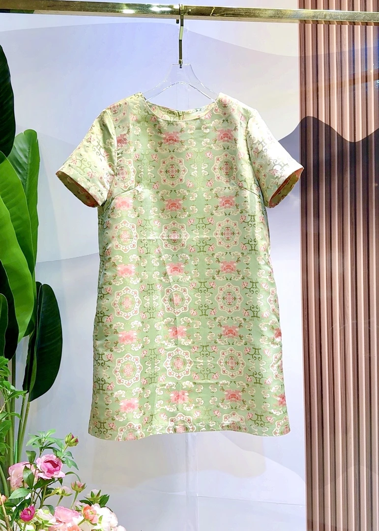 【宝相传花】唐装旗袍裙新中式重工古典绿色夏季连衣裙