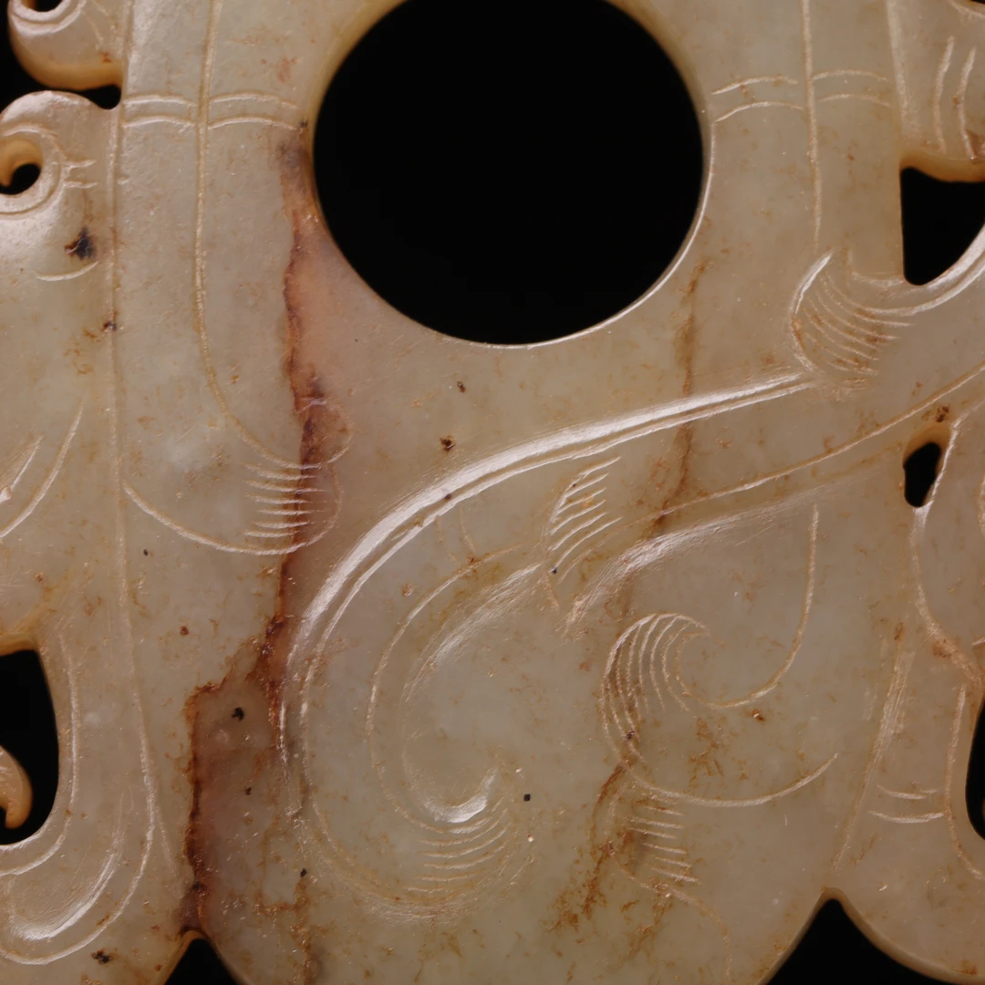 明代和田玉龙纹鸡心佩-NX