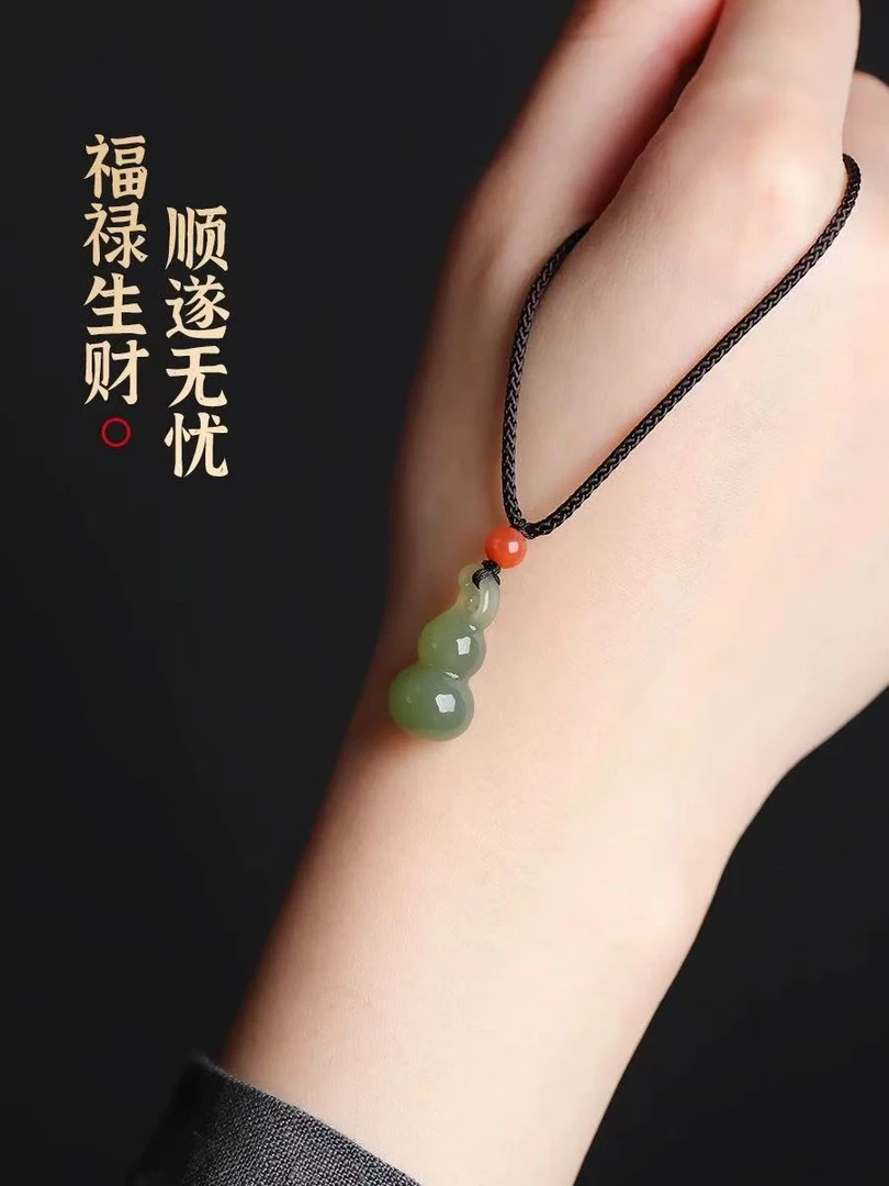 天然和田玉冰底葫芦挂坠女款女士情侣雕刻精雕百搭时尚气质手工